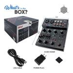 Pyle Professional Wireless DJ Audio Mixer - 4 Channel Bluetooth Controller Sound Mixer, USB Audio Interface, 2 Combo Jack XLR+6.35mm Mic/Line/Guitar in, 3.5mm, RCA AUX, Headphone Jack - PAD43MXUBT