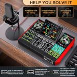 tenlamp G10 Gaming Audio Mixer, Audio Interface with 3.5mm/XLR Microphone Input, 48V Phantom Power, Voice Changer Live Sound Card for Streaming, Podcasting, Recording, and Singing Content Creation
