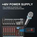 FULODE CT60 6-channel Professional mixer audio Bluetooth U disk 48V Phantom Power Source USB recording,dj mixer,Suitable for beginners as well