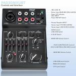 Pyle 3-Channel Bluetooth Audio Mixer - DJ Sound Controller w/ USB Soundcard for PC Recording - XLR - 3.5mm Mic Jack - 18V Phantom Power - RCA I/O - LED Indicators - Beginner & Studio Use - PAD30MXUBT