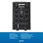 Gemini Portable Bluetooth DJ Mixer – 2-Channel Mini Audio Mixer with Wireless Input, RCA, Mic & Headphone Jacks, EQ & Crossfader – Compact DJ Mixer Board for Beginners & Mobile DJs (MM1BT)