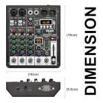 TKLBLS 4 Channel Audio Mixer, Professional DJ Mixer Sound Board Mixing Console with 99-Bit DSP Effect, Bluetooth USB Interface Stereo Mixer Board with 48V Phantom Power For Recording Live Stream