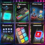Podcast Equipment Bundle for 2, Audio Interface DJ Mixer with 48V XLR Condenser Microphone, Voice Change, RGB, for Streaming, Podcast Recording,Tiktok,PC, Smartphone COMMANDER M100 3rd
