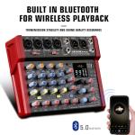 JXSOU 6-Channel Audio Mixer, DJ Controller Sound Board Console with 99 DSP Effects, Bluetooth Mixer Input 48V Phantom Power Stereo USB XLR Mixer For Karaoke Studio PC Recording