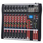 Audio Mixer 8 Channel, CT-80S Professional Sound System Mixer Board DJ Mixing Console with Reverb MP3 Player Bluetooth 48V Phantom Power Supply USB Recording for Studio Karaoke Live Music