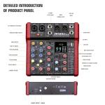 JXSOU 6-Channel Audio Mixer, DJ Controller Sound Board Console with 99 DSP Effects, Bluetooth Mixer Input 48V Phantom Power Stereo USB XLR Mixer For Karaoke Studio PC Recording