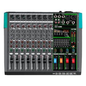 Depusheng PA8 Professional Audio Mixer Sound Board Console Desk System Interface 8 Channel Digital USB Bluetooth MP3 Computer Input 48V Phantom Power Built-in 256 Reverb Effect, Black