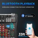 Audio Mixer 8 Channel, CT-80S Professional Sound System Mixer Board DJ Mixing Console with Reverb MP3 Player Bluetooth 48V Phantom Power Supply USB Recording for Studio Karaoke Live Music