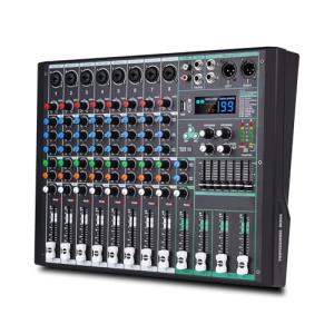 Yamnweo MIX-8 DJ Controller Mixer, DJ Audio Mixer 8-Channel Input with 99-bit DPS and 7-segment Equalizer Chip Bluetooth USB Recording and MP3 Playback for Stage, Bar, Studio