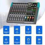 Depusheng PA8 Professional Audio Mixer Sound Board Console Desk System Interface 8 Channel Digital USB Bluetooth MP3 Computer Input 48V Phantom Power Built-in 256 Reverb Effect, Black