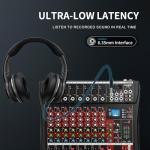 Audio Mixer 8 Channel, CT-80S Professional Sound System Mixer Board DJ Mixing Console with Reverb MP3 Player Bluetooth 48V Phantom Power Supply USB Recording for Studio Karaoke Live Music