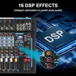 SIKUING 12 Channel Audio Interfacer Sound Board Mixer DJ Mixer 16-Bit DSP Effect USB Audio Mixer +48V Phantom Power Bluetooth Mixer for Karaoke Studio Streaming Recording,Live Streaming