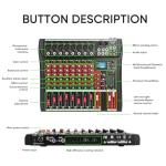 Audio Mixer 8 Channel, CT-80S Professional Sound System Mixer Board DJ Mixing Console with Reverb MP3 Player Bluetooth 48V Phantom Power Supply USB Recording for Studio Karaoke Live Music