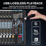 SIKUING 12 Channel Audio Interfacer Sound Board Mixer DJ Mixer 16-Bit DSP Effect USB Audio Mixer +48V Phantom Power Bluetooth Mixer for Karaoke Studio Streaming Recording,Live Streaming