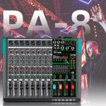 Depusheng PA8 Professional Audio Mixer Sound Board Console Desk System Interface 8 Channel Digital USB Bluetooth MP3 Computer Input 48V Phantom Power Built-in 256 Reverb Effect, Black