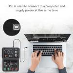 2 Channels Audio Mixer, Sound Card USB 48V Power Compact Sound Mixing Console, USB Soundcard for PC Recording for Music Recording Home Karaoke Internet Karaoke