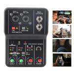 2 Channels Audio Mixer, Sound Card USB 48V Power Compact Sound Mixing Console, USB Soundcard for PC Recording for Music Recording Home Karaoke Internet Karaoke