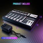 NEW BAXS Professional Audio Mixer,6 Channel Audio Interface Sound Board Mixing Console System with Monitor,16 DSP DJ Bluetooth Mixer Reverb Effect +48V Phantom For Karaoke Studio Streaming Recording
