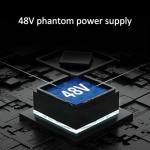 2 Channels Audio Mixer, Sound Card USB 48V Power Compact Sound Mixing Console, USB Soundcard for PC Recording for Music Recording Home Karaoke Internet Karaoke