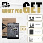 Professional Audio Mixer 4 Channel Sound Board Console System 99 DSP DJ Mixer 48V Phantom for Karaoke DJ Studio Streaming Recording