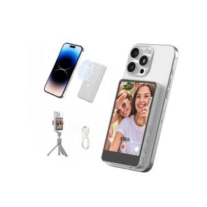 Synco Xview M4 Vlog Selfie Monitor Screen for iPhone Rear Camera Monitor Video Transmission for Live Streaming,TikTok,Compatible withiOS Android,Vlogging Kit for iPhone Magnetic Black Silicone Case