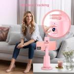 Jiangler Auto Face Tracking Tripod 360° Rotating Cell Phone Photo and Video Kits Stand, No App, Phone Camera Stand with Remote and Gesture Control for Live Recording Tiktok Pink1