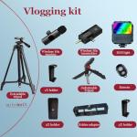 Litchitech Vlogging Kit for iPhone,Vlogging Kit for Andriod Phone,Vlogging Camera Kit,with Tripod 60" / Multiple Holders/RGB Light/Lavalier Mic/Remote