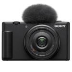 Sony ZV-1F Vlogging Camera, Black Bundle with ACCVC1 Vlogger Accessory Kit, Extra Battery, Shoulder Bag, Cleaning Kit