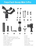 FeiyuTech SCORP Mini-3-Pro Gimbal Stabilizer for Camera Mirrorless/Compact/Action Cameras,Smartphone,18m AI Tracking,Detachable Remote Handle,4.4lbs Payload,3-axis Gimbal for Canon Sony Nikon