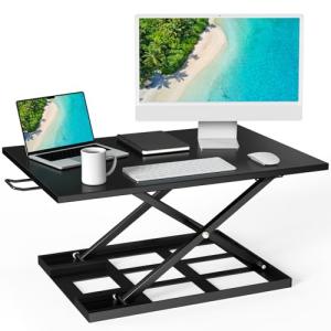 Slendor Standing Desk Converter, 32x22 inch Adjustable Desktop Standing Desk, 0-17 inch Height Adjustable Stand Up Computer Desk, 704 Sq Inch Large Sit Stand Riser Workstation for Home, Office