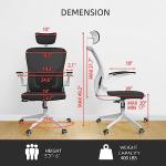 Ergonomic Office Chair, High-Back Desk Chair with 2D Headrest,Mesh Office Chair with Flip-Up Arms,Up&Down Lumbar Support, 90-135° Tilt Lock Big and Tall Computer Desk Chairs for Home,Bedroom,Study