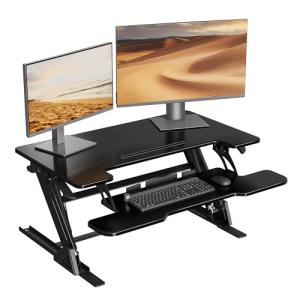 BONTEC Standing Desk Converter w/Dual Gas Spring, Height Adjustable for Dual Monitor Workstation (36")