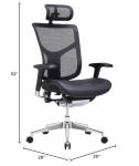 GM Seating Dreem XL Ergonomic Office Chair - Mesh Hi Back Executive Desk Chair - Polished Alumimum Base with Headrest Modern Comfortable Desk Chair for Home and Office - Black