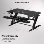 BONTEC Standing Desk Converter w/Dual Gas Spring, Height Adjustable for Dual Monitor Workstation (36")