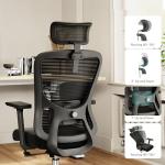 ZYFFHYLAI Ergonomic Office Chair - 350LB Mesh Office Chair with Adjustable Lumbar, High Back Computer Desk Chair with 3D Armrests, Comfy Chair with 2D Headrest & Tilt Function for Study, Work, Gaming