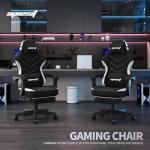 Opiesit Gaming Chair,Fabric Computer Chair with Pocket Spring Cushion,400 lb Load Capacity,Ergonomic Office Chair with Footrest,Height Adjustable Video Gamer Chair with Lumbar Support(Black)