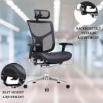 GM Seating Dreem XL Ergonomic Office Chair - Mesh Hi Back Executive Desk Chair - Polished Alumimum Base with Headrest Modern Comfortable Desk Chair for Home and Office - Black