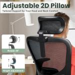 ZYFFHYLAI Ergonomic Office Chair - 350LB Mesh Office Chair with Adjustable Lumbar, High Back Computer Desk Chair with 3D Armrests, Comfy Chair with 2D Headrest & Tilt Function for Study, Work, Gaming