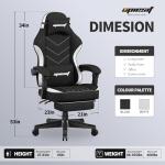 Opiesit Gaming Chair,Fabric Computer Chair with Pocket Spring Cushion,400 lb Load Capacity,Ergonomic Office Chair with Footrest,Height Adjustable Video Gamer Chair with Lumbar Support(Black)