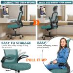 Ergonomic Mesh Home Office Chair | High Back Computer Desk Chair with Adjustable Lumbar Support & Headrest | Swivel Task Chair with Flip-Up Armrests for Home & Office (English, Green)