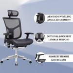GM Seating Dreem XL Ergonomic Office Chair - Mesh Hi Back Executive Desk Chair - Polished Alumimum Base with Headrest Modern Comfortable Desk Chair for Home and Office - Black