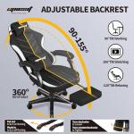 Opiesit Gaming Chair,Fabric Computer Chair with Pocket Spring Cushion,400 lb Load Capacity,Ergonomic Office Chair with Footrest,Height Adjustable Video Gamer Chair with Lumbar Support(Black)