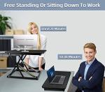 STANDNEE Standing Desk Converter, Height Adjustable Sit Stand Desk Converter, Fully Assembled Monitor Desk Riser for Standing or Sitting, Sit to Stand Desk for Home Office, Black, Pattern.