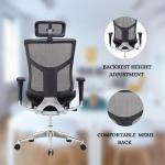GM Seating Dreem XL Ergonomic Office Chair - Mesh Hi Back Executive Desk Chair - Polished Alumimum Base with Headrest Modern Comfortable Desk Chair for Home and Office - Black