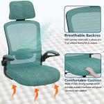 Ergonomic Mesh Home Office Chair | High Back Computer Desk Chair with Adjustable Lumbar Support & Headrest | Swivel Task Chair with Flip-Up Armrests for Home & Office (English, Green)