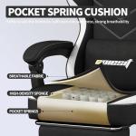 Opiesit Gaming Chair,Fabric Computer Chair with Pocket Spring Cushion,400 lb Load Capacity,Ergonomic Office Chair with Footrest,Height Adjustable Video Gamer Chair with Lumbar Support(Black)
