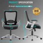 SUNNOW Office Chair, Ergonomic Computer Desk Chair, Sturdy Executive Task Chair - Adjustable Lumbar Support, Flip-up Arms, Tilt Function, Comfy Wide Seat, Swivel Mesh Home Office Desk Chairs (Black)