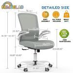 Mimoglad Ergonomic High Back Mesh Office Chair, Adjustable Lumbar Support, Thickened Seat Cushion (Modern, Moon Gray)