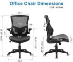 Office Chair Ergonomic Desk Chair, Computer PU Leather Home Office Chair, Swivel Mesh Back Adjustable Lumbar Support Flip-up Arms Executive Task Chair