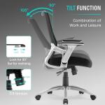 SUNNOW Office Chair, Ergonomic Computer Desk Chair, Sturdy Executive Task Chair - Adjustable Lumbar Support, Flip-up Arms, Tilt Function, Comfy Wide Seat, Swivel Mesh Home Office Desk Chairs (Black)